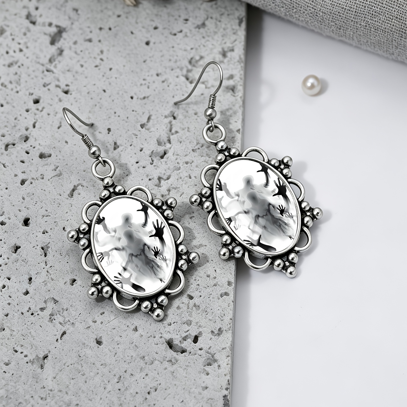 Gothic Palm Print Round Earrings